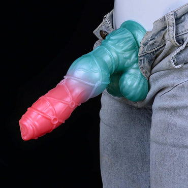 👽 Lucien Knotted Dog Dildo – 9.4” Platinum Silicone Fantasy Toy - BeastGasm