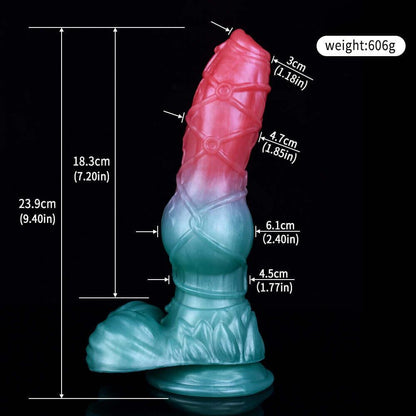 👽 Lucien Knotted Dog Dildo – 9.4” Platinum Silicone Fantasy Toy - BeastGasm