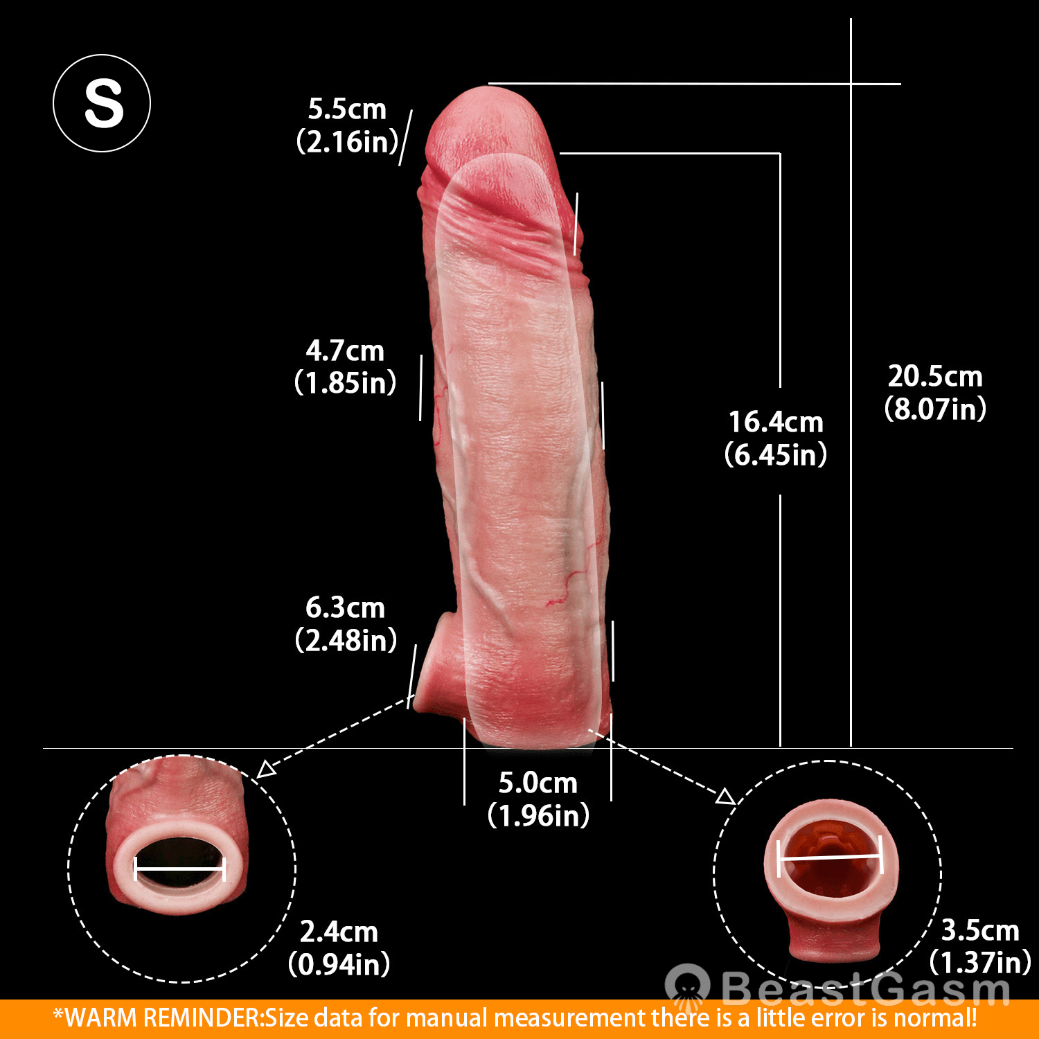 💎 Marnov Muscle-Flex Platinum Silicone Cock Sleeve - BeastGasm