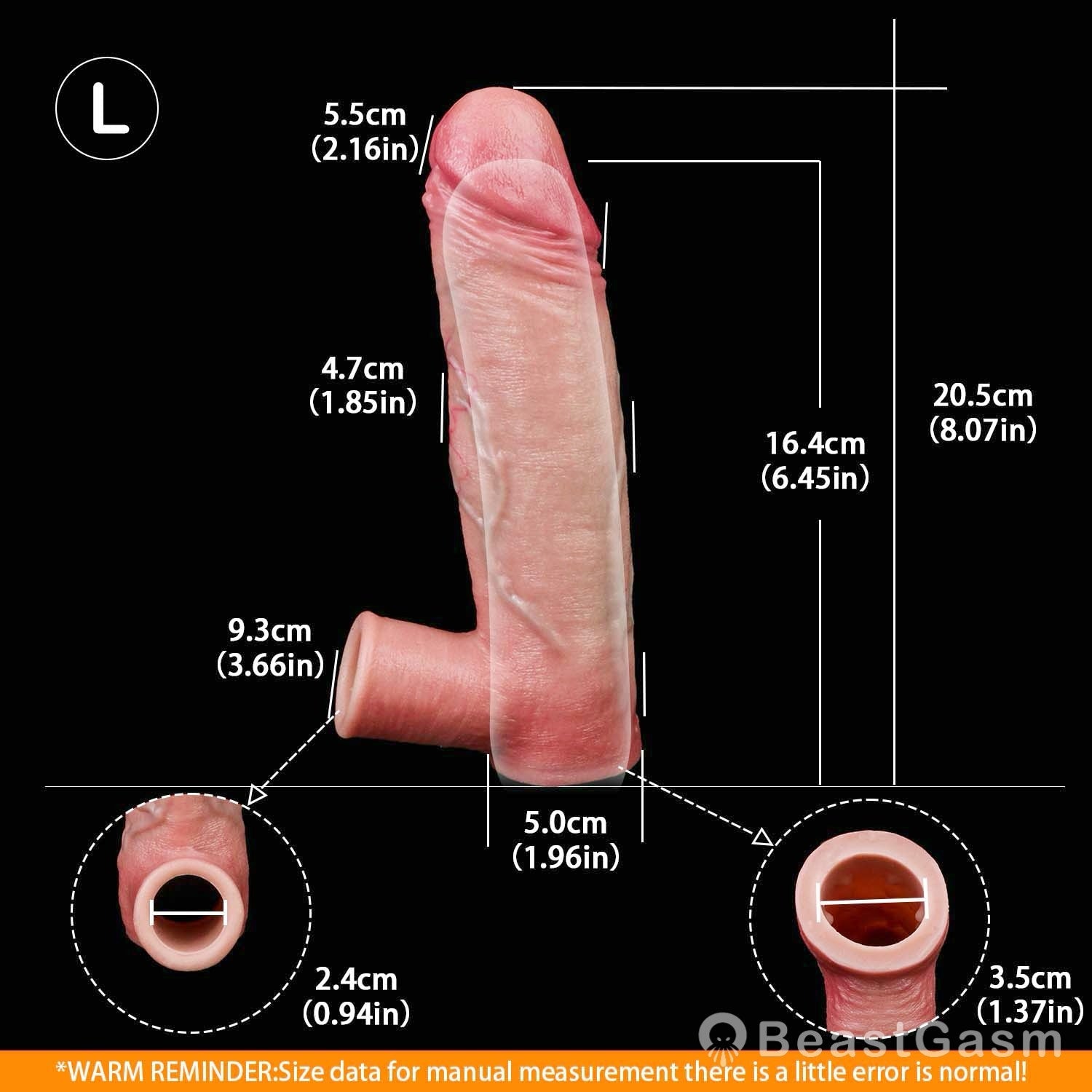 💎 Marnov Muscle-Flex Platinum Silicone Cock Sleeve - BeastGasm