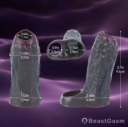 Open Tip Penis Sleeve ✨ Abyss Touch – Dotted Sensory Silicone - BeastGasm