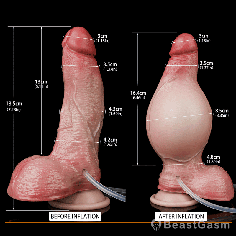 Realistic 7 Inch Squirting Inflatable Dildo – Body - Safe Silicone Toy - BeastGasm