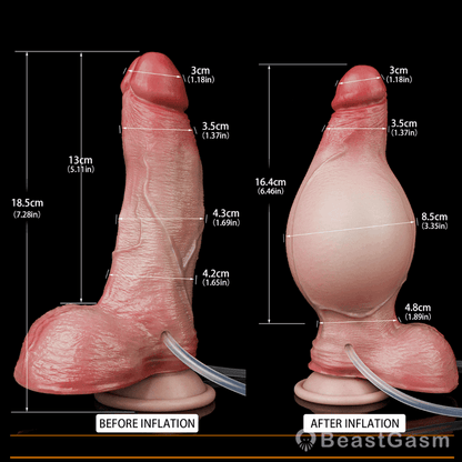 Realistic 7 Inch Squirting Inflatable Dildo – Body - Safe Silicone Toy - BeastGasm