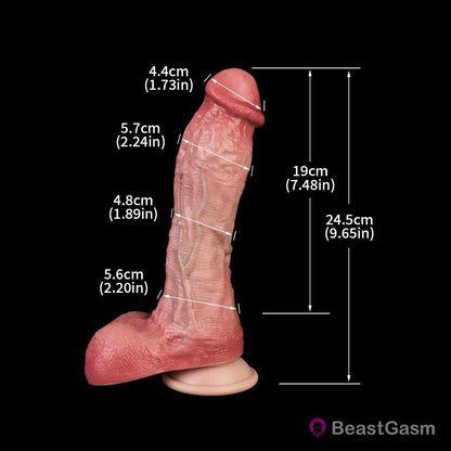 Realistic Flesh - Toned Suction Dildo – Dual - Layer Silicone Design - BeastGasm