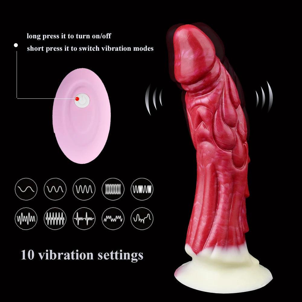 Remote - Controlled Dragon Dildo – 9 - Inch Vibrator Fantasy Toy - BeastGasm