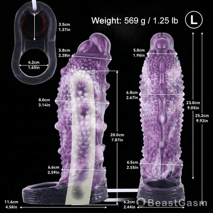 👾 Shadow Leviathan Liquid Silicone Fantasy Penis Sleeve - BeastGasm