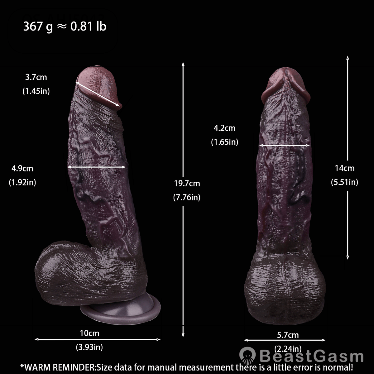 🖤 Shadow Titan Realistic Dildo | Dual-Layer Platinum Silicone - BeastGasm