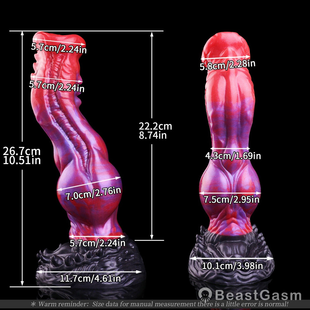 🐺 Shadow Wolf Fantasy Dog Dildo — Double S-Curve & Spines - BeastGasm