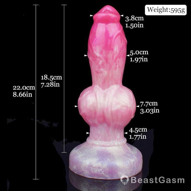 🐶 Sifus Huge Knot Dog Dildo – Platinum Silicone, Hands - Free Play - BeastGasm