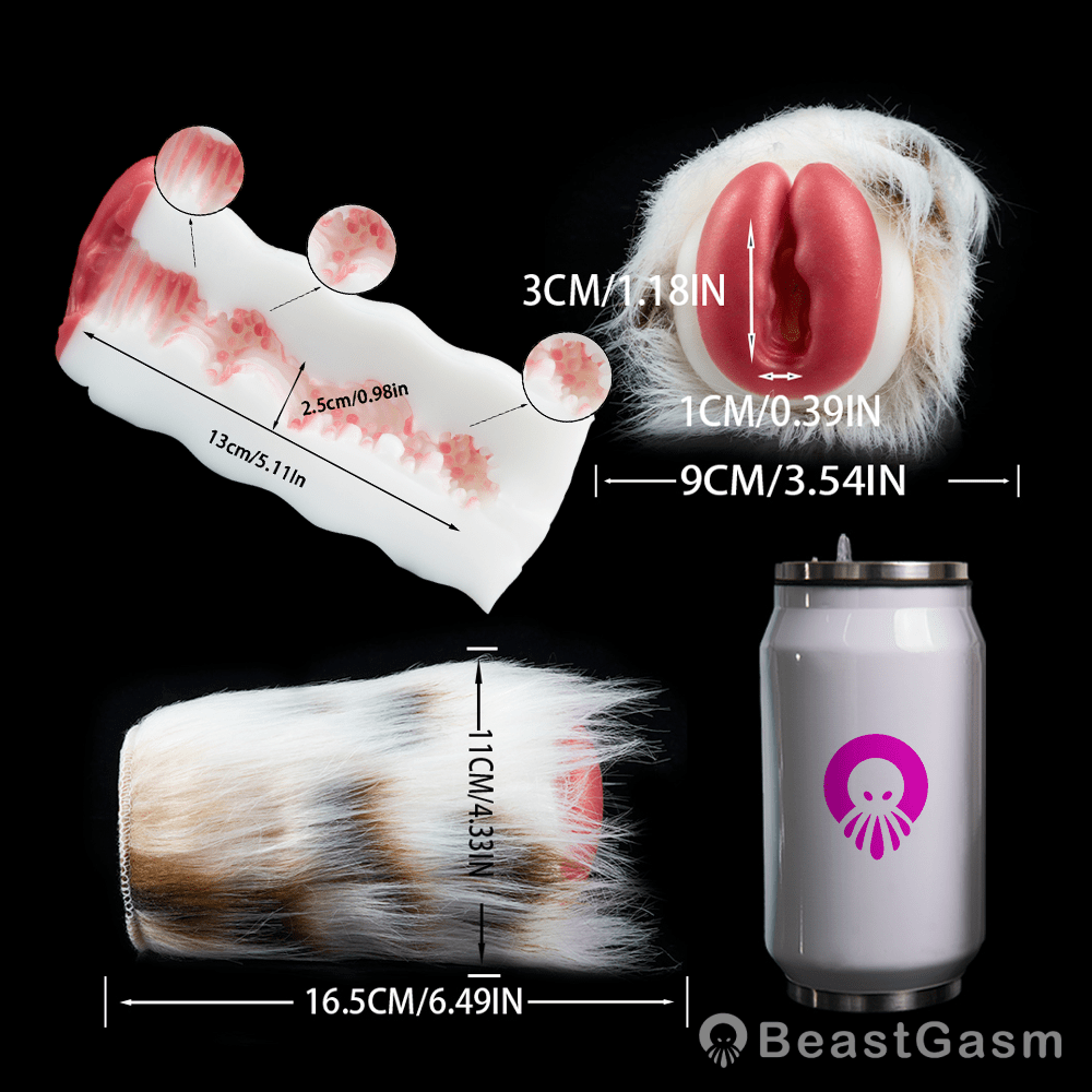 🐆 Snow Leopard Pocket Pussy | Detachable Fur Male Masturbator - BeastGasm