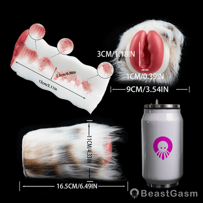 🐆 Snow Leopard Pocket Pussy | Detachable Fur Male Masturbator - BeastGasm