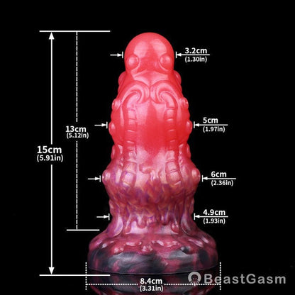 Spiral Dragon Tentacle Dildo Butt Plug – Blood - Red Fantasy Toy - BeastGasm