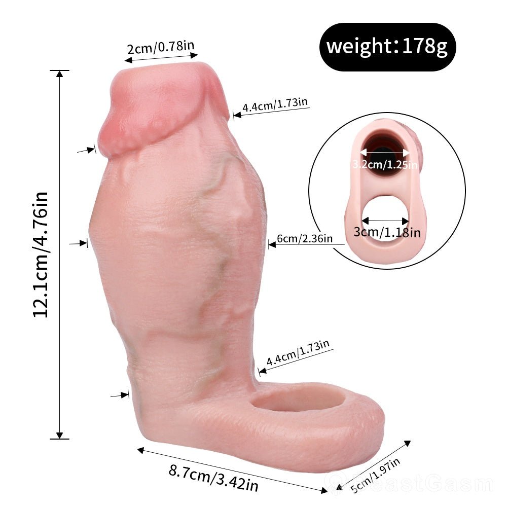 Titan Grip Penis Sleeve 🦇 Soft Silicone, Big Glans Thrills - BeastGasm