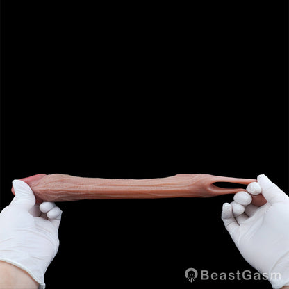 ⚡ Titan Pulse Vibrating Platinum Silicone Cock Sleeve - BeastGasm