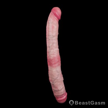 🔥 Titan Twin Thick Long Double Dildo — Platinum Silicone Fantasy Toy - BeastGasm