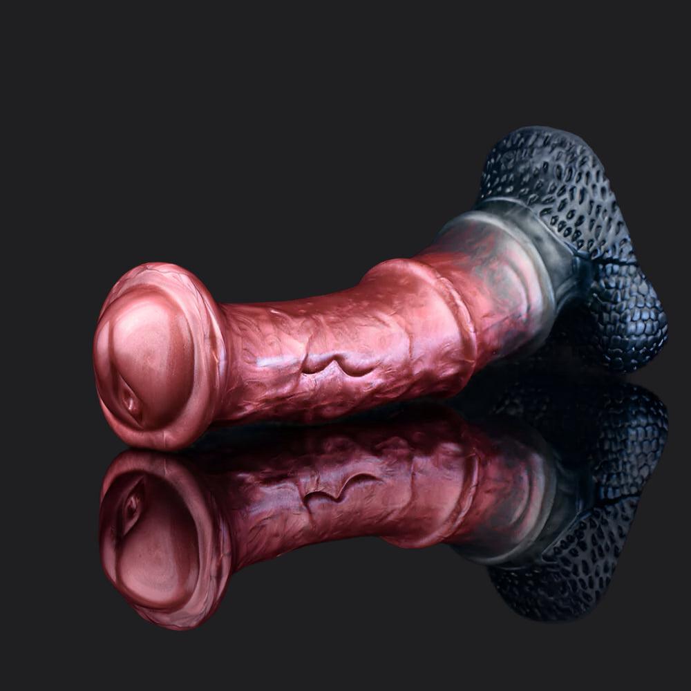 Unleash Wild Pleasure: Metallic Red Horse Dildo - BeastGasm