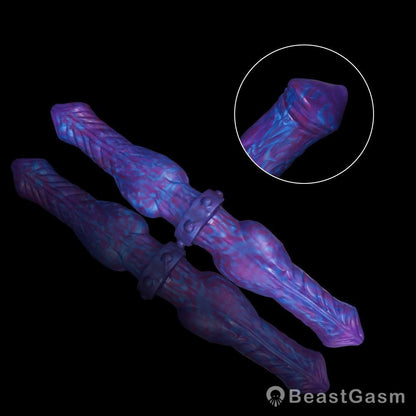 🦋 Velvet Swirl Liquid Silicone Fantasy Double Ended Dildo - BeastGasm
