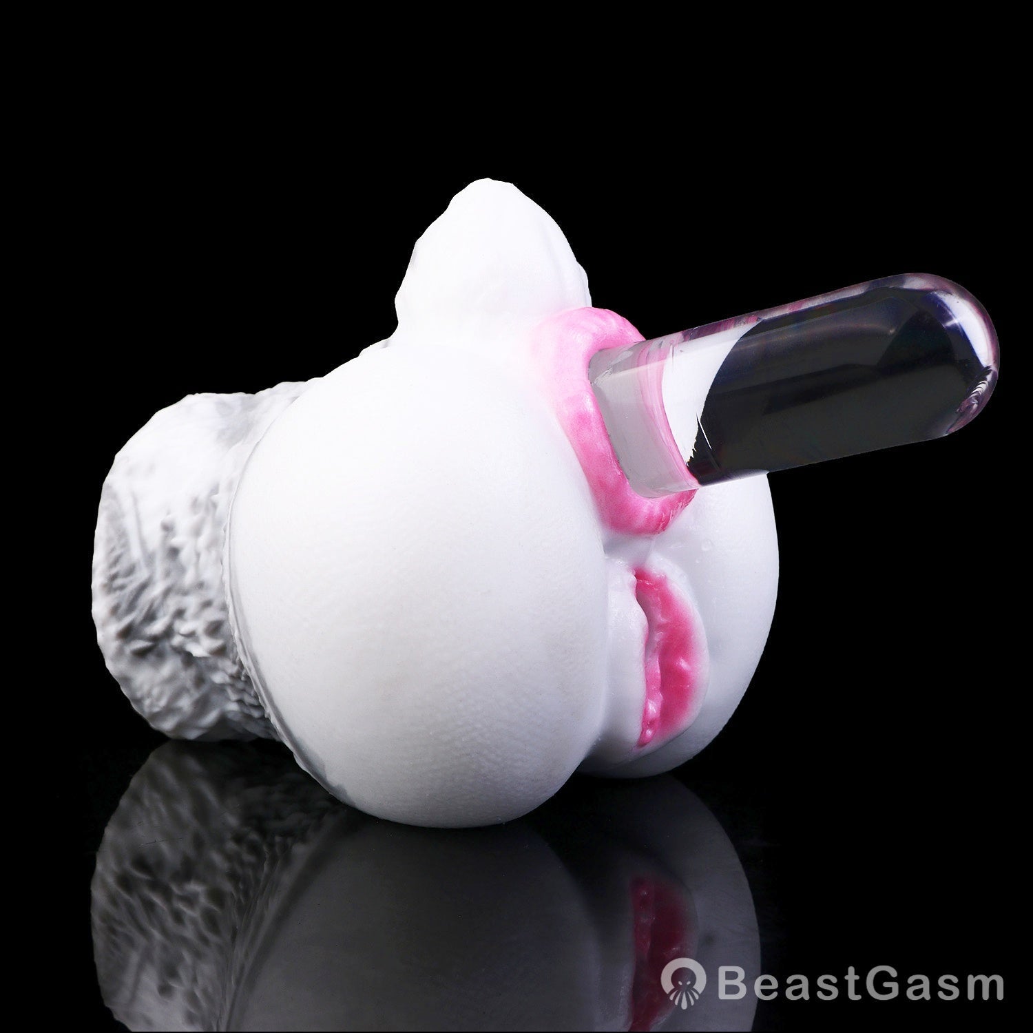 🐰 White Rabbit Fantasy Dual-Channel Silicone Pocket Pussy - BeastGasm