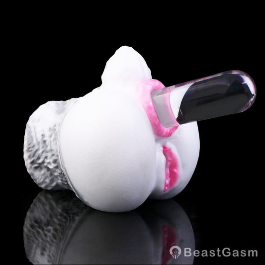 🐰 White Rabbit Fantasy Dual-Channel Silicone Pocket Pussy - BeastGasm