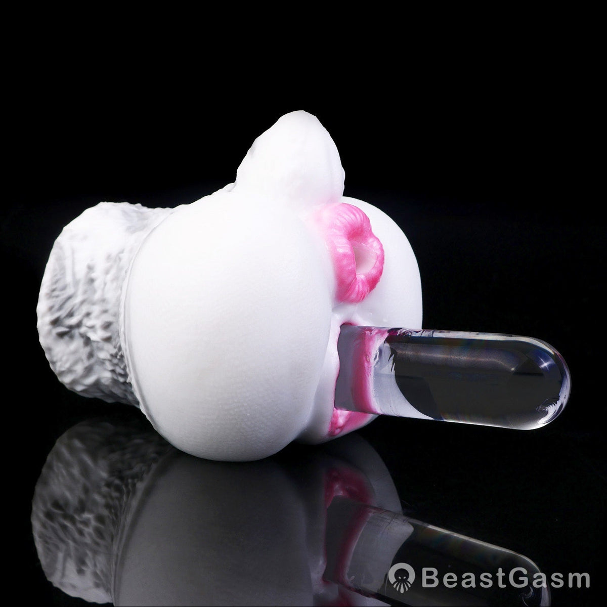 🐰 White Rabbit Fantasy Dual-Channel Silicone Pocket Pussy - BeastGasm