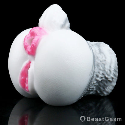 🐰 White Rabbit Fantasy Dual-Channel Silicone Pocket Pussy - BeastGasm